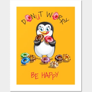 Penguin Donut Worry Posters and Art